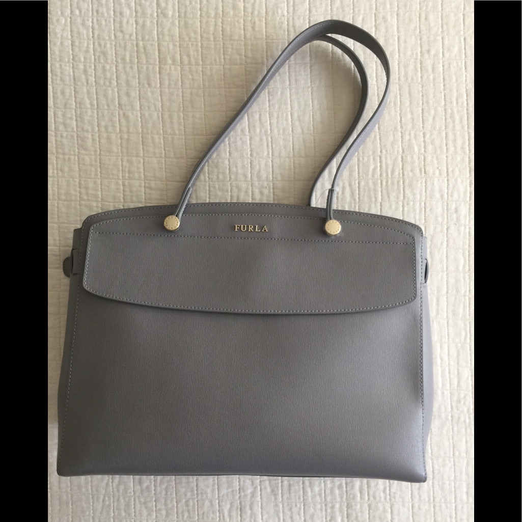 Nwt Furla Gray Saffiano Leather “Stella” Tote